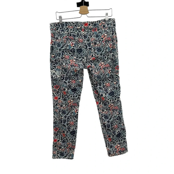 Tory Burch Emmy Ankle Skinny Jeans Blue Lake Kyoto Floral Print Size 31 - Picture 9 of 13